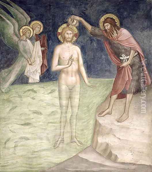 Baptism of Christ, from a series of Scenes of the New Testament Oil Painting - Barna Da Siena
