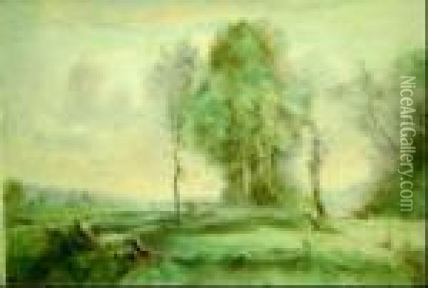 Paesaggio Con Alberi E figura Umana Oil Painting - Jean-Baptiste-Camille Corot