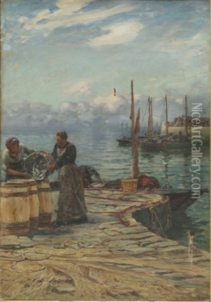 Women Sorting Fish Oil Painting - Colin Hunter