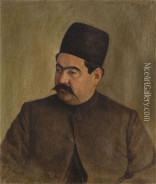 Portrait Of Fakhr-ol-molk Ardalan Oil Painting - Muhammad Ghaffari