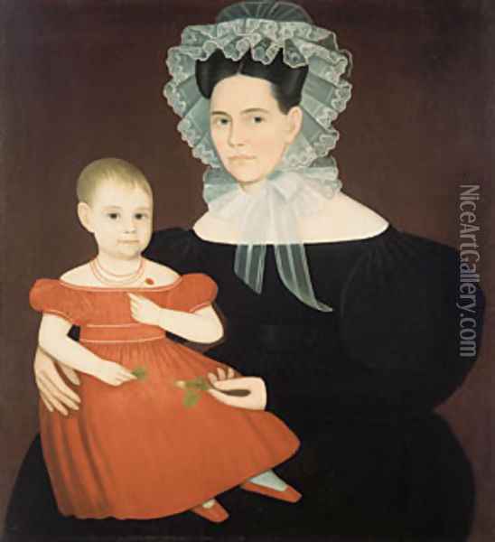 Mrs. Mayer and Daughter Oil Painting - Ammi Phillips