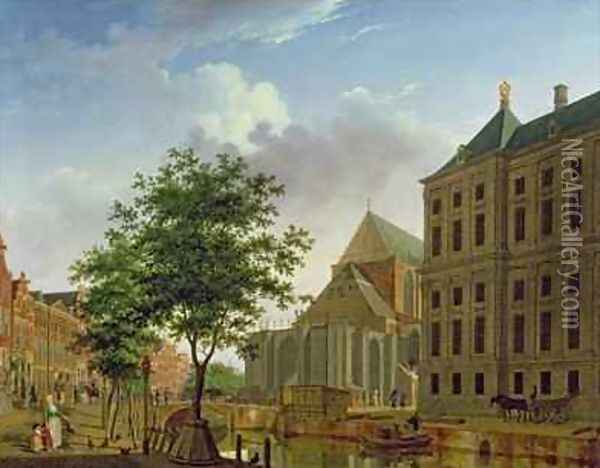 Back of New Palace and Church, Amsterdam Oil Painting - Isaak Ouwater