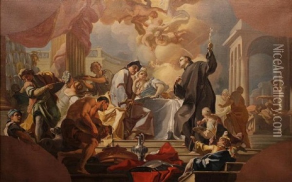 Vision Of St. Benedict Oil Painting - Francesco de Mura