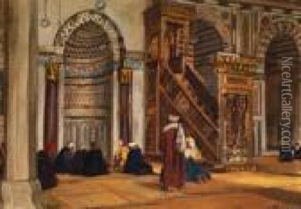 Die Al Burdayni-moschee In Kairo Oil Painting - Georg Macco