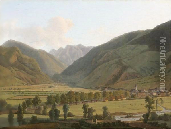 View Of Bagneres-De-Luchon 2 Oil Painting - Alexandre-Louis-Robert-Millin Duperreux