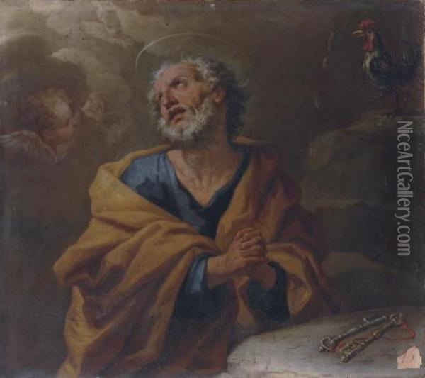 Saint Peter Repenting His Denial Of Christ Oil Painting - Paolo di Matteis