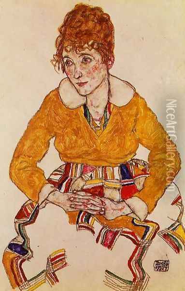 Portrait Of The Artists Wife Oil Painting - Egon Schiele
