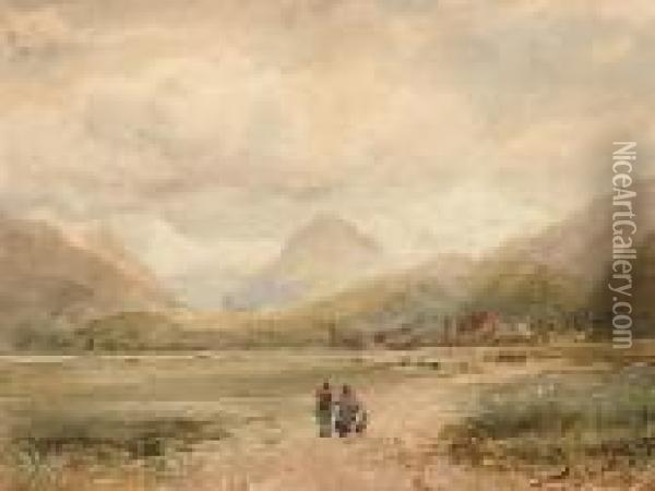 Figures On A Country Path 'david Cox Junior/1860' (lower Left) Oil Painting - David Cox