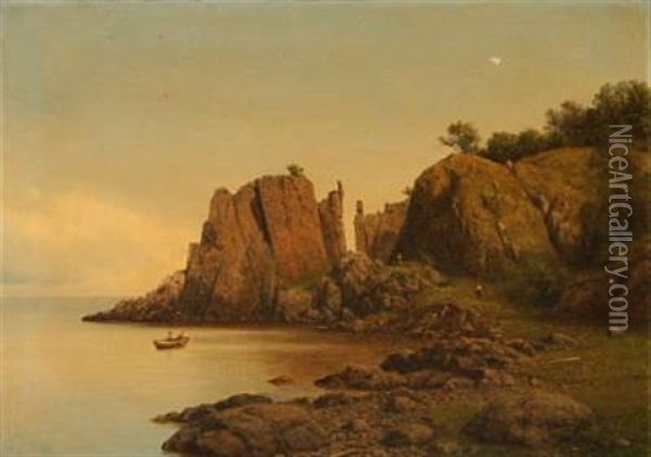 Coastal Scene From Bornholm Island, Denmark Oil Painting - Georg Emil Libert