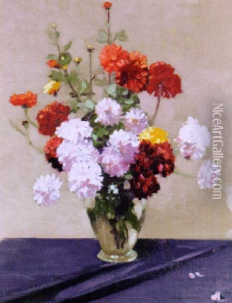 Still Life Of Flowers Oil Painting - George Houston