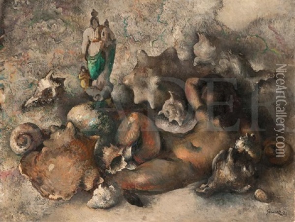 Allegorie De La Mer, 1928 Oil Painting - Paul Elie Gernez