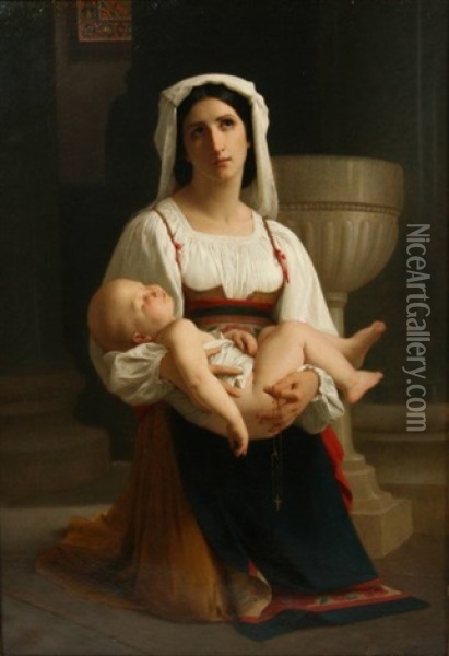 L'invocation A La Vierge (premiere Reduction) Oil Painting - William-Adolphe Bouguereau
