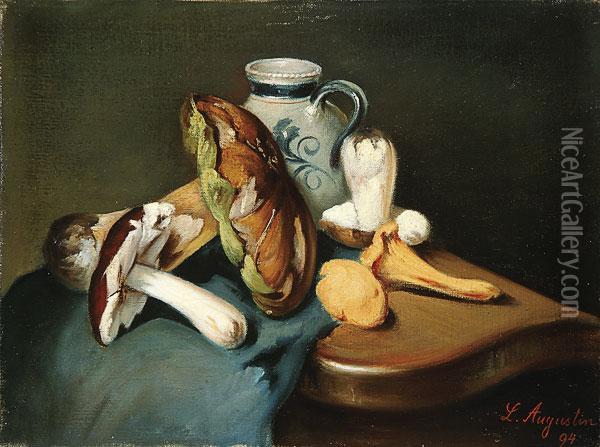 Still Life Of Mushrooms Oil Painting - Louis-Auguste Auguin