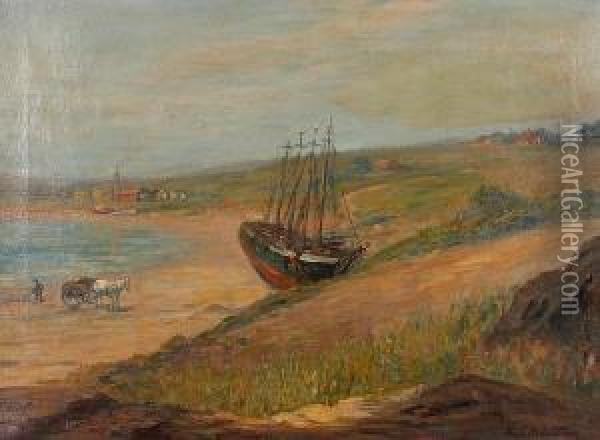 Low Tide At Eastport, Maine Oil Painting - Charles E. Waltensperger
