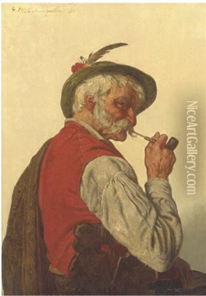 A Good Smoke Oil Painting - Hugo Kotschenreiter