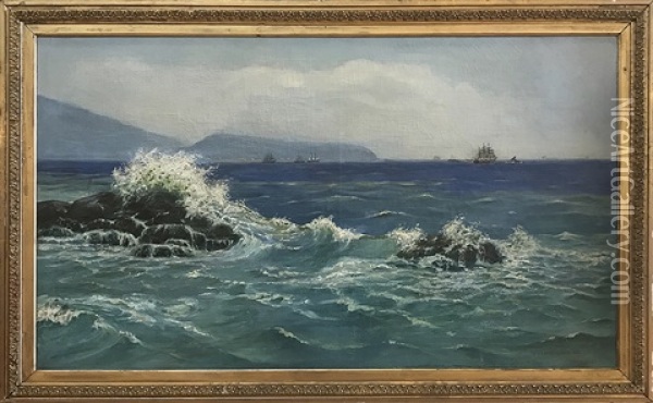 South Sea Whale Fishery Off The Hawaii Islands Oil Painting - William Clark Noble