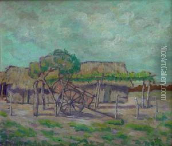 Paisaje Con Rancho Y Carro Oil Painting - Dolcey Schenone Puig