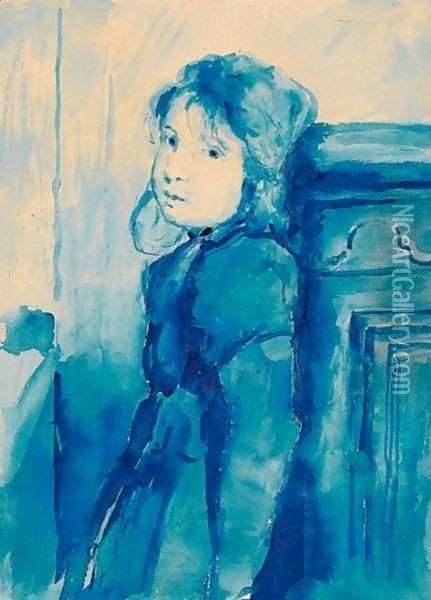 Standing Girl (Ida Jenni) Oil Painting - Albert Anker