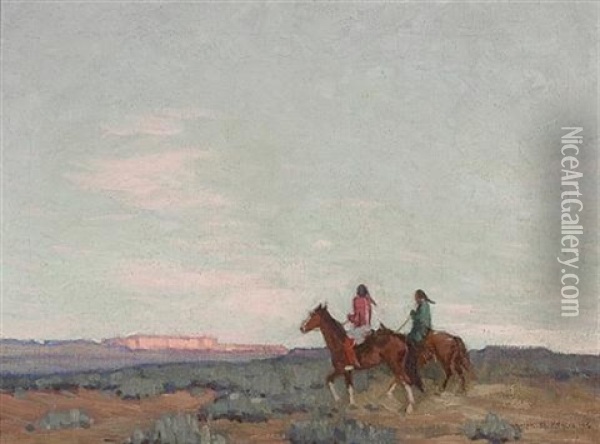 Indians On Horseback Oil Painting - Ralph Meyers