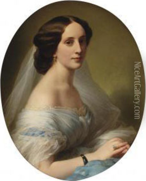 Portrait Of A Young Woman Oil Painting - Hermann Winterhalter
