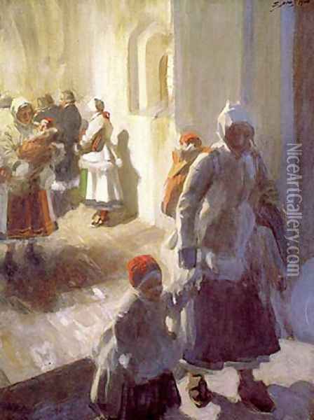 Christmas Morning Service Oil Painting - Anders Zorn