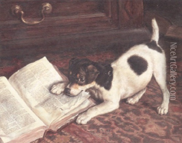 The Naughty Puppy Oil Painting - Frank Paton