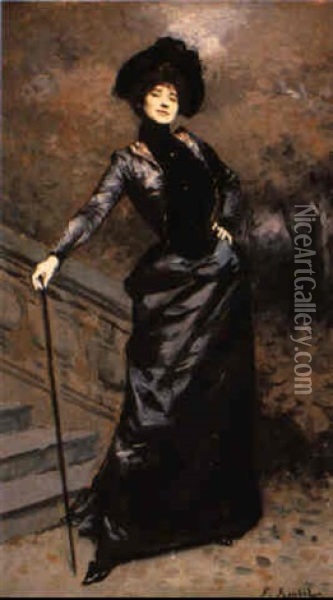 Portrait De Juana Romani Oil Painting - Ferdinand Victor Leon Roybet
