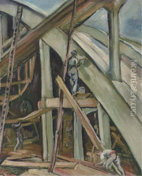 Construction Des Hangars A Istres Oil Painting - Emile-Othon Friesz