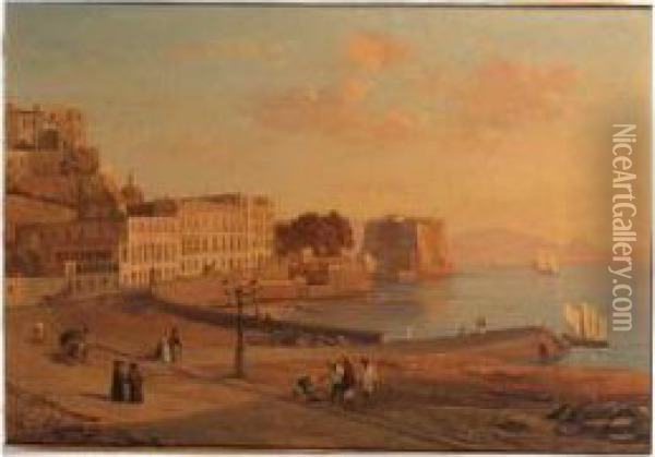 The Bay Of Naples Oil Painting - Carl Wilhelm Goetzloff