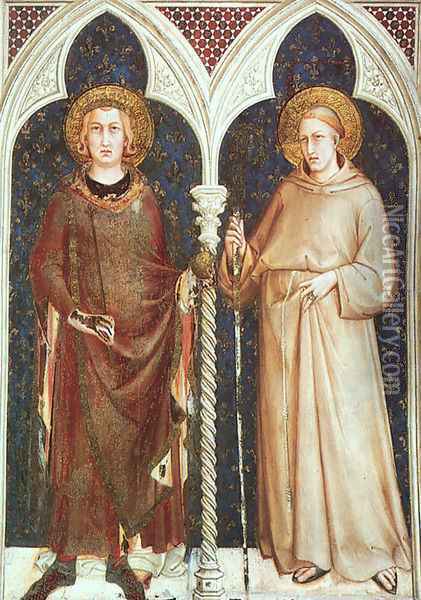 St. Louis of France and St. Louis of Toulouse 1321 Oil Painting - Simone Martini