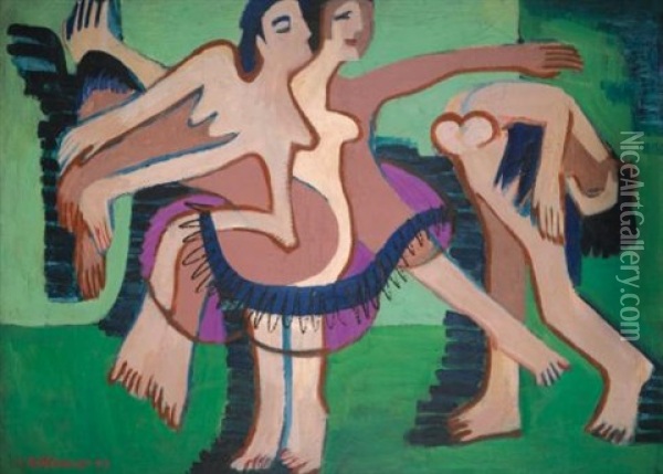 Tanzgruppe (dance Group) Oil Painting - Ernst Ludwig Kirchner