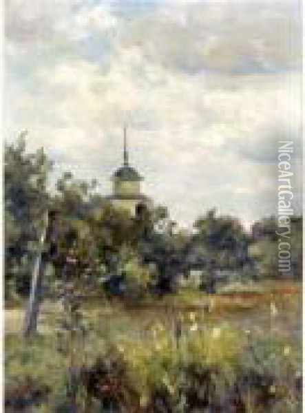 Church Oil Painting - Maria Fedorova