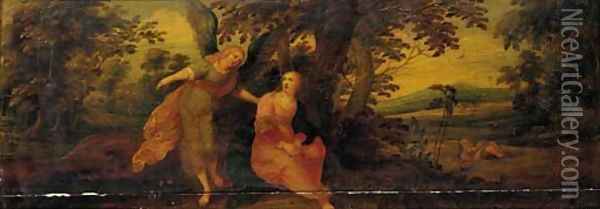 Hagar and the Angel Oil Painting - Frans II Francken