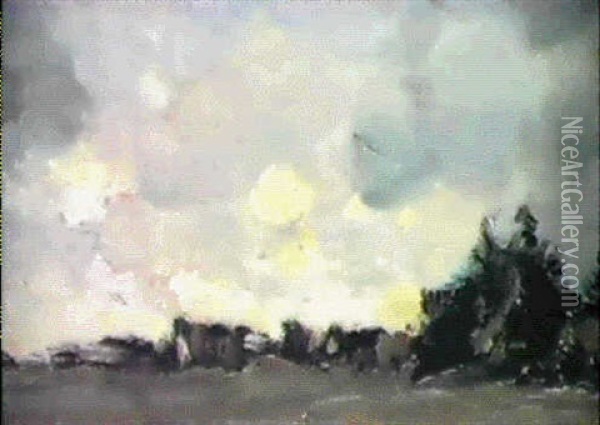 Landschaft Im Wurmtal Bei Munchen Oil Painting - Sion Longley Wenban