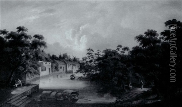 Buildings On A Canal Oil Painting -  Lam Qua