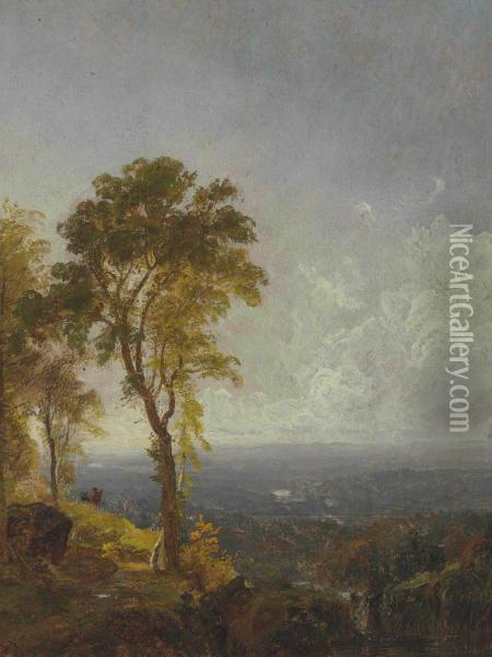 Landscape View Near Catskill Mountain House Oil Painting - Jasper Francis Cropsey