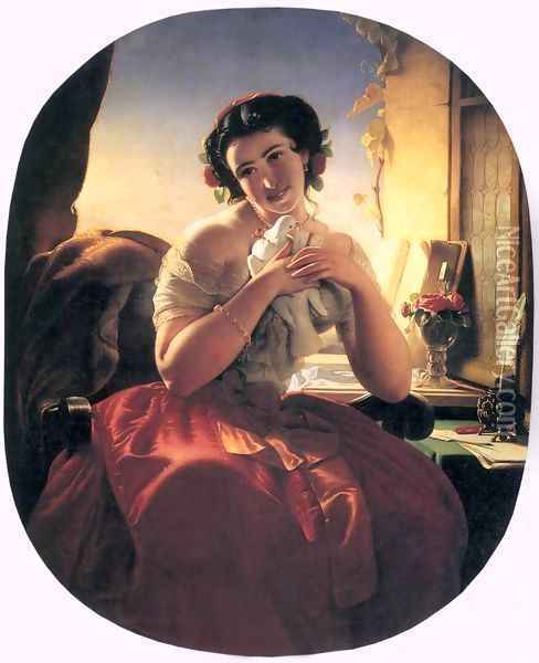 Homing Pigeon 1856 Oil Painting - Jozsef Borsos
