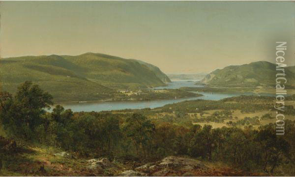 View From Garrison, West Point, New York Oil Painting - David Johnson