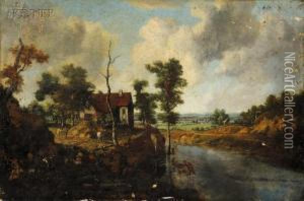 River Scene Oil Painting - Gillis Claesz De Hondecoeter