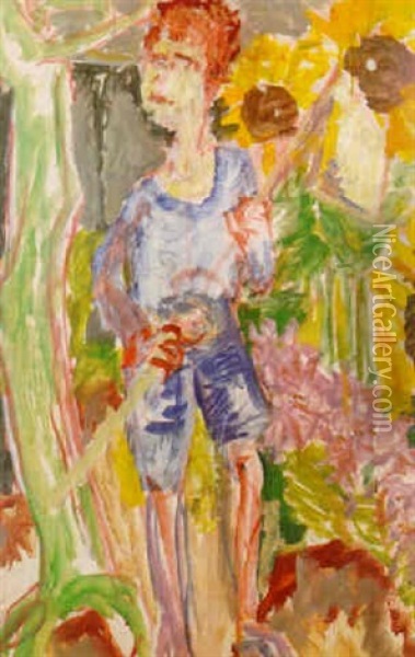 Stilleben Mit Fruchtschale Und Kerze (still Life With Bowl And Candle) Oil Painting - Ernst Ludwig Kirchner
