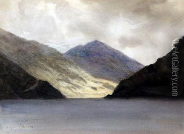 Mountain Landscape Oil Painting - Arthur Severn