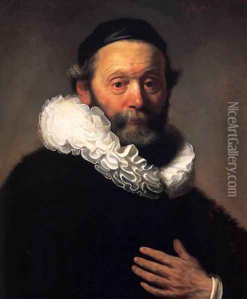 Portrait of Johannes Wtenbogaert (detail) Oil Painting - Rembrandt Van Rijn