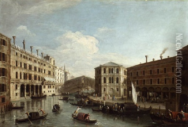 The Grand Canal And The Rialto Bridge, Venice, From The North Oil Painting -  Master of the Langmatt Foundation Views