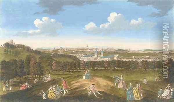 A View of London and Westminster from one Tree Hill Oil Painting - Peter Tillemans And John Bowles