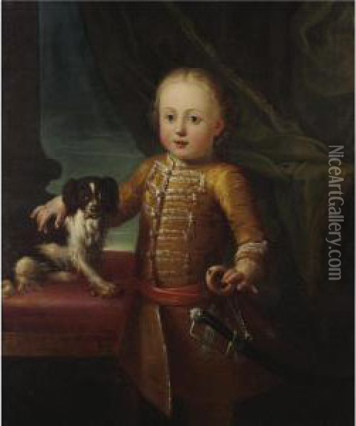 Portrait Of A Boy With His Dog Oil Painting - Giuseppe Bonito