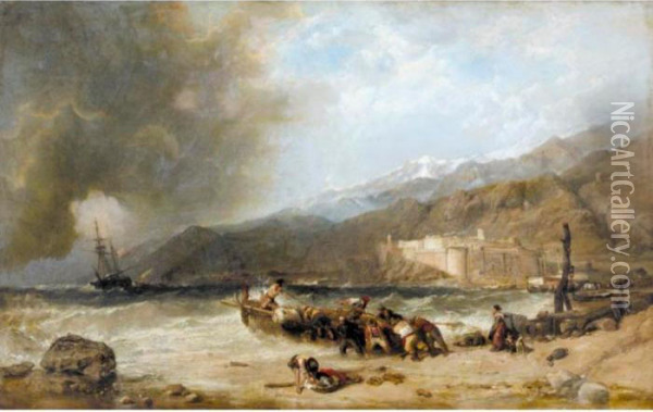 The Fortress At Savona Oil Painting - William Clarkson Stanfield