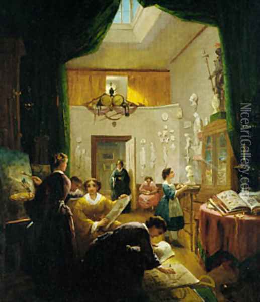 Women's Art Class Oil Painting - Louis Lang