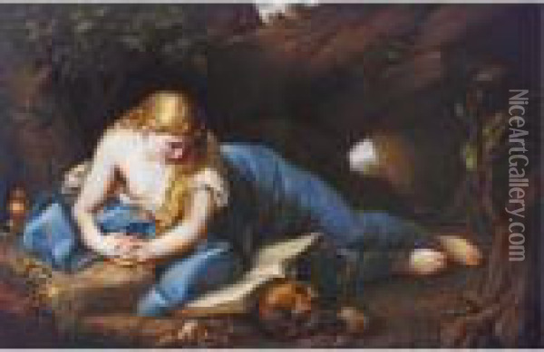 A Meissen Porcelain Rectangular Plaque Oil Painting - Correggio, (Antonio Allegri)