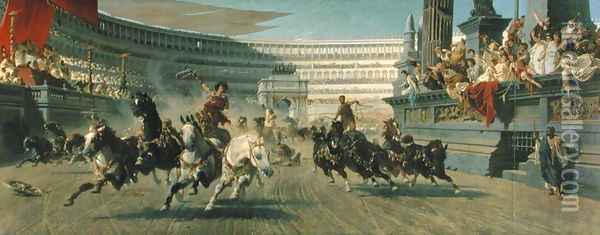 The Chariot Race, c.1882 Oil Painting - Alexander von Wagner