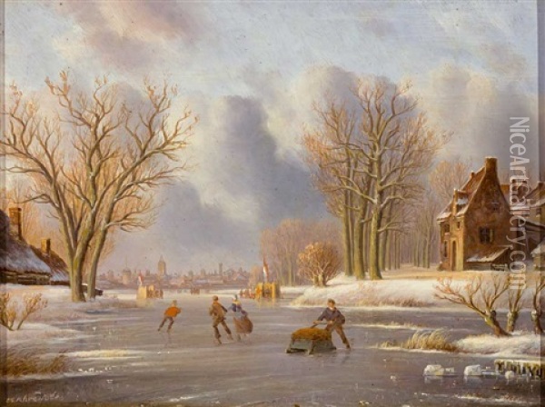 Eisvergnugen Oil Painting - Carl Eduard Ahrendts